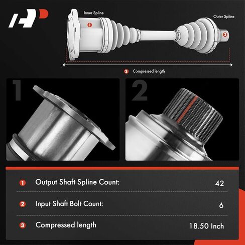A-Premium CV Axle Shaft Assembly Compatible with Audi A4 Quattro 2009-2011, A5 Quattro 2008-2012, 2.0L 3.0L 3.2L, Front Left or Right, Replace# 8K0407271P in Kuwait