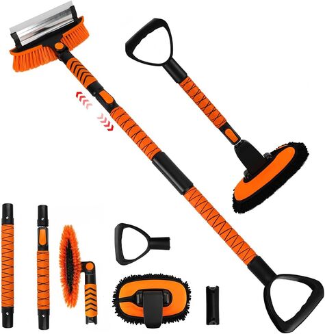 Ice Scrapers for Car Windshield, 44″-52″ Extendable Snow Brush with Window Squeegee, 3 in 1 Snow Broom with 180° Pivoting Brush Head and Foam Grip for Cars/Truck/SUV/RV in Kuwait