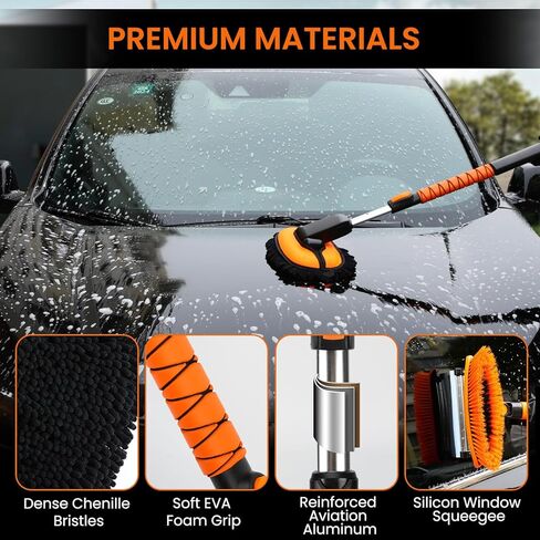 Ice Scrapers for Car Windshield, 44″-52″ Extendable Snow Brush with Window Squeegee, 3 in 1 Snow Broom with 180° Pivoting Brush Head and Foam Grip for Cars/Truck/SUV/RV in Kuwait