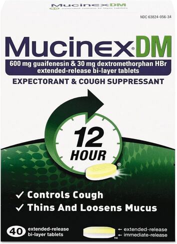 Mucinex DM 12-Hour Expectorant and Cough Suppressant Tablets, 40 ct in Kuwait