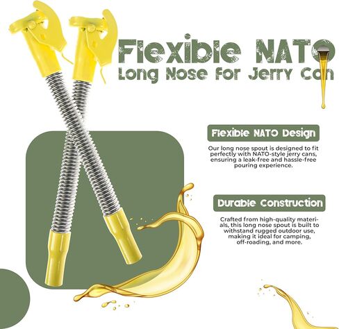 Ultimate NATO Long-Nose Flexible Jerry Can Spout/Nozzle, Perfectly Designed for Wavian or VALPRO NATO Euro Military Spec Cans (Military Green) in Saudi Arabia
