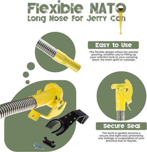 Ultimate NATO Long-Nose Flexible Jerry Can Spout/Nozzle, Perfectly Designed for Wavian or VALPRO NATO Euro Military Spec Cans (Military Green) in Saudi Arabia
