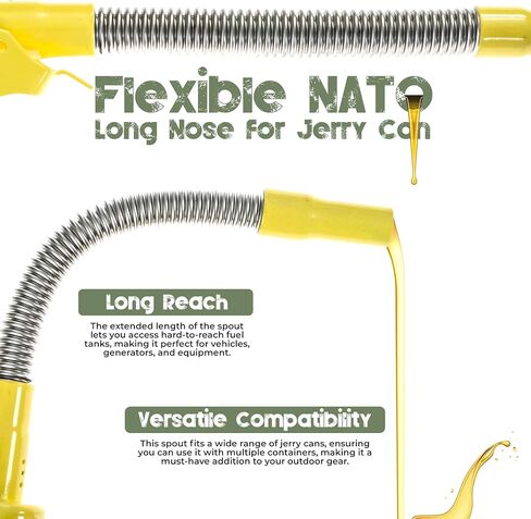 Ultimate NATO Long-Nose Flexible Jerry Can Spout/Nozzle, Perfectly Designed for Wavian or VALPRO NATO Euro Military Spec Cans (Military Green) in Saudi Arabia