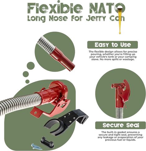 Ultimate NATO Long-Nose Flexible Jerry Can Spout/Nozzle, Perfectly Designed for Wavian or VALPRO NATO Euro Military Spec Cans (Military Green) in Saudi Arabia