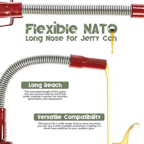 Ultimate NATO Long-Nose Flexible Jerry Can Spout/Nozzle, Perfectly Designed for Wavian or VALPRO NATO Euro Military Spec Cans (Military Green) in Saudi Arabia