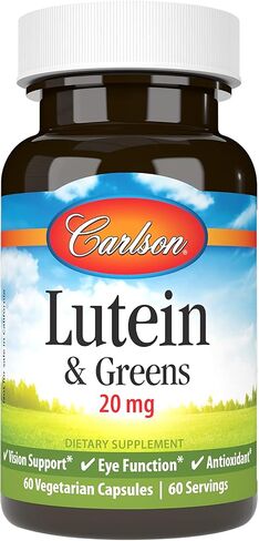 Carlson - Lutein & Greens, 20 mg, Vision Support & Eye Function, Antioxidant, 60 Vegetarian Capsules in Saudi Arabia