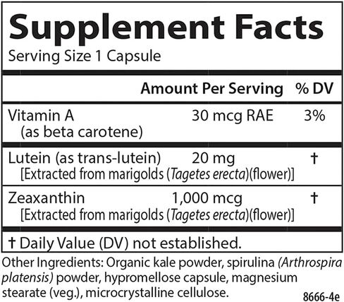 Carlson - Lutein & Greens, 20 mg, Vision Support & Eye Function, Antioxidant, 60 Vegetarian Capsules in Saudi Arabia