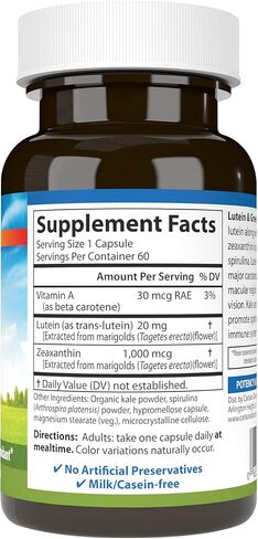 Carlson - Lutein & Greens, 20 mg, Vision Support & Eye Function, Antioxidant, 60 Vegetarian Capsules in Saudi Arabia