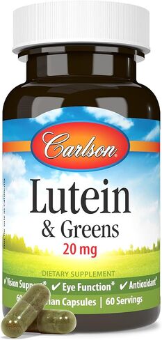 Carlson - Lutein & Greens, 20 mg, Vision Support & Eye Function, Antioxidant, 60 Vegetarian Capsules in Saudi Arabia