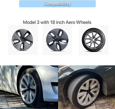 KAVANIC 4PCS fits Tesla 3 Wheel Cover 18 Inch-Arachnid Style Matte Silver,Compatible with 2021-2023 Model 3 Wheel Cover Support Logo Range Improvement for Model 3 Wheel Cover Replacement in Saudi Arabia