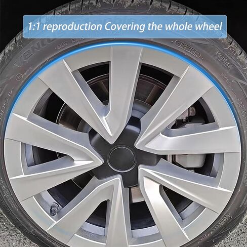 KAVANIC 4PCS fits Tesla 3 Wheel Cover 18 Inch-Arachnid Style Matte Silver,Compatible with 2021-2023 Model 3 Wheel Cover Support Logo Range Improvement for Model 3 Wheel Cover Replacement in Saudi Arabia
