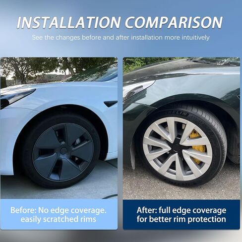 KAVANIC 4PCS fits Tesla 3 Wheel Cover 18 Inch-Arachnid Style Matte Silver,Compatible with 2021-2023 Model 3 Wheel Cover Support Logo Range Improvement for Model 3 Wheel Cover Replacement in Saudi Arabia
