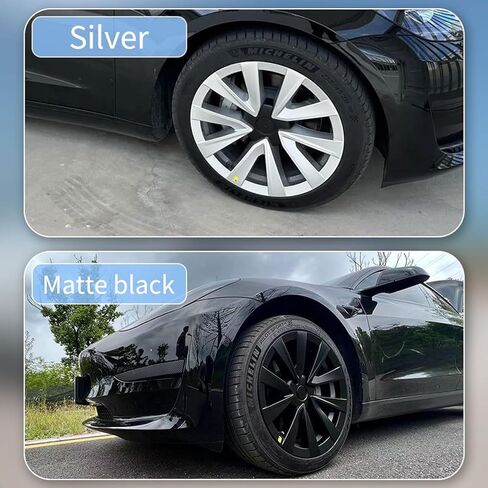 KAVANIC 4PCS fits Tesla 3 Wheel Cover 18 Inch-Arachnid Style Matte Silver,Compatible with 2021-2023 Model 3 Wheel Cover Support Logo Range Improvement for Model 3 Wheel Cover Replacement in Saudi Arabia
