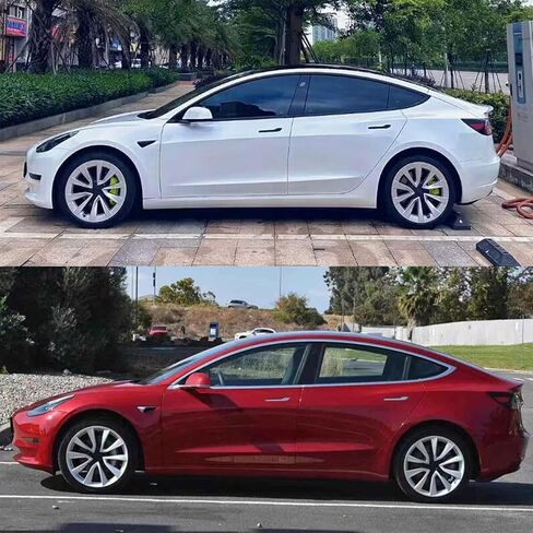 KAVANIC 4PCS fits Tesla 3 Wheel Cover 18 Inch-Arachnid Style Matte Silver,Compatible with 2021-2023 Model 3 Wheel Cover Support Logo Range Improvement for Model 3 Wheel Cover Replacement in Saudi Arabia