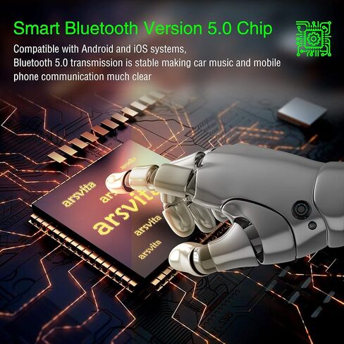 جهاز إرسال FM بلوتوث من Arsvita للسيارة، مشغل موسيقى QC3.0 سريع الشحن مع مكالمات بدون استخدام اليدين، يدعم إيقاظ الصوت Siri/Google، لون فاتح، فضي in Kuwait