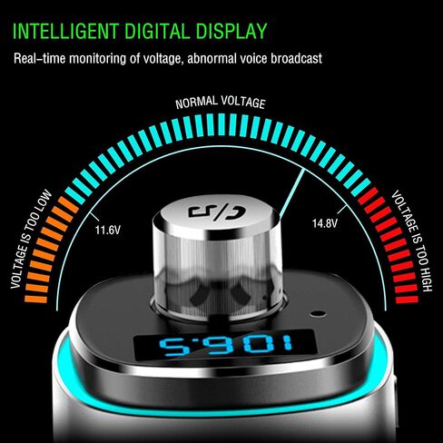 جهاز إرسال FM بلوتوث من Arsvita للسيارة، مشغل موسيقى QC3.0 سريع الشحن مع مكالمات بدون استخدام اليدين، يدعم إيقاظ الصوت Siri/Google، لون فاتح، فضي in Kuwait
