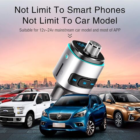 جهاز إرسال FM بلوتوث من Arsvita للسيارة، مشغل موسيقى QC3.0 سريع الشحن مع مكالمات بدون استخدام اليدين، يدعم إيقاظ الصوت Siri/Google، لون فاتح، فضي in Kuwait