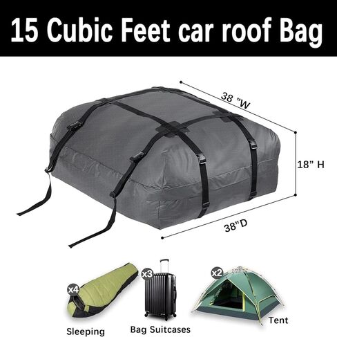 Rooftop Cargo Carrier, PI Store Waterproof Car Roof Bag with Protective Mat, Extra 15 Cubic Foot Storage Carriers for All Cars with/Without Roof Racks, Gift for Men, Cover Only in Kuwait