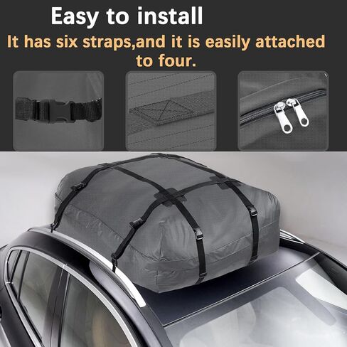 Rooftop Cargo Carrier, PI Store Waterproof Car Roof Bag with Protective Mat, Extra 15 Cubic Foot Storage Carriers for All Cars with/Without Roof Racks, Gift for Men, Cover Only in Kuwait