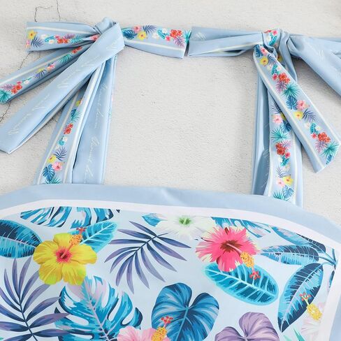 Women Floral One Piece Swimsuits, Reversible Tie Shoulder Monokini, Tummy Control Bathing Suits, Square Neck Swimwear in Kuwait