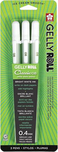 SAKURA - 37488 Gelly Roll Classic 08 (Medium Pt.) 3 Pack Pen, White in Saudi Arabia