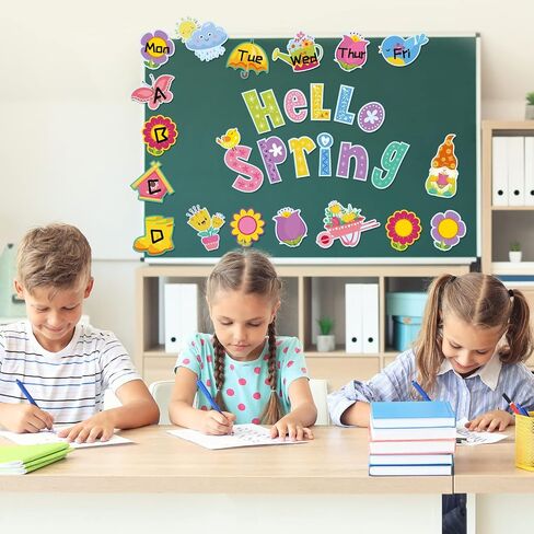 Whaline Hello Spring Cutouts 67Pcs Spring Flowers Butterfly Gnome Cut Outs Colorful Floral Paper Cutting with Glue Point for Spring School Kindergarten Bulletin Border Decor Kids DIY Craft Projects in Saudi Arabia