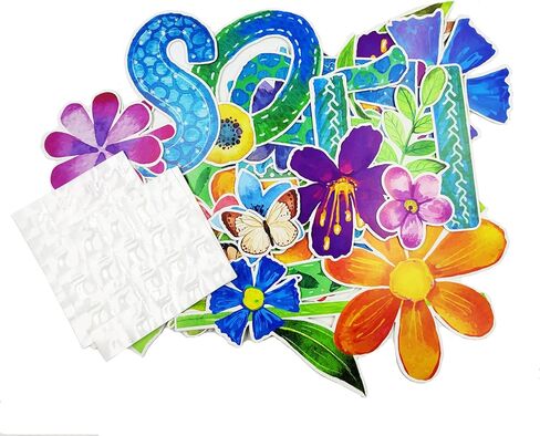 48 قطعة من قصاصات زهور الربيع مع 100 قطعة من نقاط الصمغ الملونة لتزيين لوحة الإعلانات للحفلات والفصول الدراسية in Kuwait