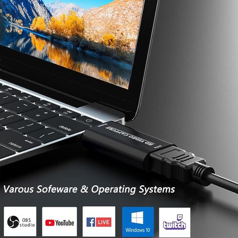 بطاقة التقاط فيديو HDMI 4K مطورة، محول بطاقة رابط كاميرا USB 3.0 فائق السرعة لإخراج AV HD، محول تسجيل HDMI إلى USB للألعاب، البث لـ Nintendo Switch/Camera/PS3/X Box in Kuwait