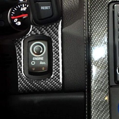 Electronic Ignition Switch Car Start Switch Panel Decal Engine Start Stop Button Frame Cover Real Carbon Fiber Sticker Interior Accessories for Chevrolet Corvette C6 2005-2013 (Carbon Fiber) in Saudi Arabia