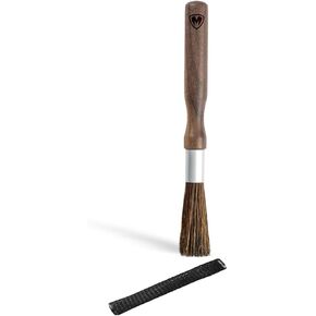 MAGNET Professional Coffee Grinder Cleaning Brush Coffee Brush Handling Accessory Tool Walnut Brush Handle Natural Bristle with magnetic snap for Camping Home Kitchen Barista