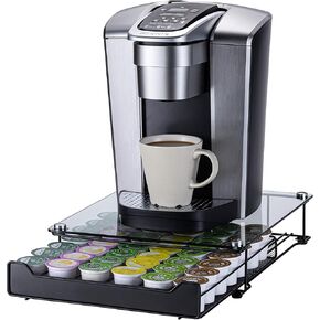 Rice rat K-Cup Storage Coffee Capsules Pod Holder Glass Top Drawer Capsule Display Storage for k-cup 42pods