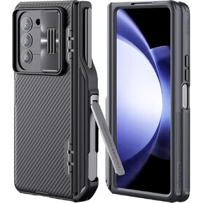 Nillkin for Samsung Galaxy Z Fold 5 Case with S Pen Holder, Hidden Metal Kickstand & Slide Camera Cover & Hinge Protection, Slim Fit Case Full Body Protective Phone Case for Galaxy Z Fold 5, Black