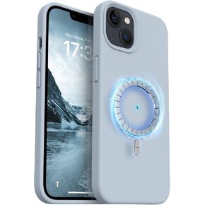 Compatible with iPhone 13 Case, Silicone Phone Case with Slim Shockproof Soft Anti-Scratch Microfiber Lining, 6.1 inch, White Stone