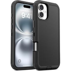 Jelanry Case for iPhone 16 5G 6.1-inch, Heavy Duty Rugged & Dual-Layer Protection [Shockproof Drop proof] with Port Anti-dust Scratch Matte Back Cover Armor Phone Cases for Apple iPhone 16 2024, Black