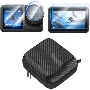 Screen Protector & Carrying Bag for DJI Osmo Action 5 Pro(6pcs), Portable Mini Bag Case for Action5 Pro Accessories with Tempered Glass Lens Protector LCD Display Film HD 9H Scratch Resistant