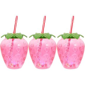 LED Light Up Pineapple Cups:3pcs Pineapple Drink Cups with Straws Luau Party Decorations Hawaiian Luau Tiki and Beach Theme Party Decorations for and Adults