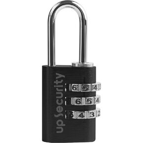 Small Combination Padlock, Travel Lock for Luggage, Suitcases, Backpacks and Outdoor Use, Combo Zipper Lock with Code (Black, Edge-Square)