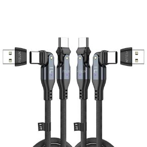 USB C to USB C Cable [2-Pack 10FT/10FT + USB A Adapter], 180° Rotation, Nylon Braided, 240W Type C Fast Charging Cable for Phone & Tablets (iPhone 15/16, iPad, Samsung and More)