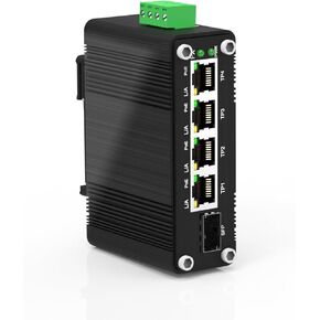 4 منافذ Poe Gigabit Industrial Ethernet Switch Poe+ مفتاح الألياف مع 100/1000m SFP IEEE 802.3AT POE دعم DIN-Real 12 ~ 48V DC
