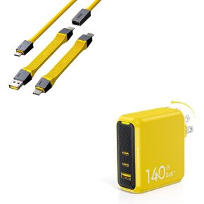 AOHI Magcube 140W USB C Charger+ AOHI The Future 4 in 1 USB4 Cable Set, 240W PD3.1 Fast Charging Cable Set