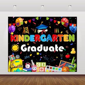 Kindergarten Graduation Backdrop 10x8ft Preschool Graduate Banner for Kids Class of 2025 Congrats Grad Background Prek Graduation Decorations Kindergarten Grad Prom Banner