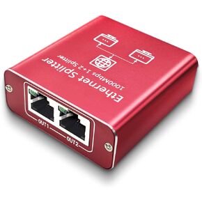 Ethernet Splitter 1 to 2 High Speed 1000Mbps, Gigabit Ethernet Splitter, LAN Splitter Dual LAN RJ45 Port