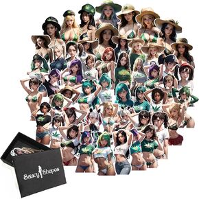 Anime Waifu Stickers 50 PCS – 3-Inch | Cute Anime Girls in NSFW, Hentaii, Lewd, & Punk Themes | Sexy Waifu Stickers | Decals for Car Mirrors, Laptop, & Water Bottles | Waterproof Vinyl Stickers |
