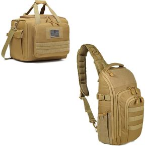 Tactical Range Bag Large + Tactical Large Shoulder Pack with Sling (Tan)