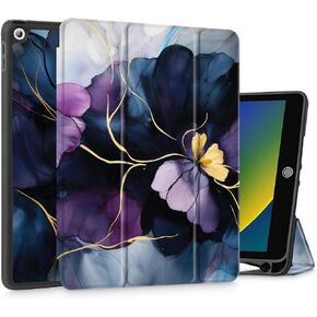 May Chen Case for iPad 10.2 Inch 2021 2020 2019 iPad 9th/8th/7th Generation with Pencil Holder, Slim Stand Protective Case with Soft TPU Back, Auto Sleep/Wake Cover, Abstract Florals