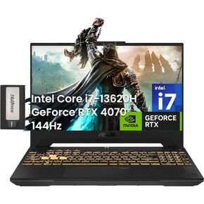 ASUS TUF 15.6" 144Hz FHD IPS Gaming Laptop, Intel i7-13620H, NVIDIA GeForce RTX 4070 GDDR6 8GB, 32GB DDR5, 2TB SSD, Backlit Keyboard, WiFi 6, G-Sync, Win 11 Home, Mecha Grey, 128GB Docking Station Set
