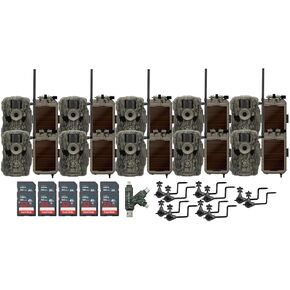 Stealth Cam 36MP Fusion Max Cellular Trail Camera (2-Pack) Bundle with 2X Lithium Solar Power Panel, 2X Trail Camera Holder, 2X 32GB Memory Card, and Card Reader (9 Items)