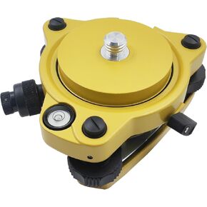 Surveying Three Jaw Tribrach with Optical Plummet & Carrier Fixed Adapter, 5/8x11 Male Thread Screw Mount for GPS GNSS RTK Prism Pole Total Station (Yellow)