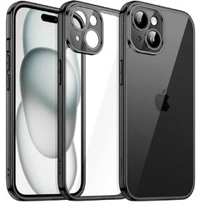 JETech Case for iPhone 15 6.1-Inch, Non-Yellowing Shockproof Phone Bumper Cover, Camera Lens Full Protection, Anti-Scratch Clear Back (Clear)