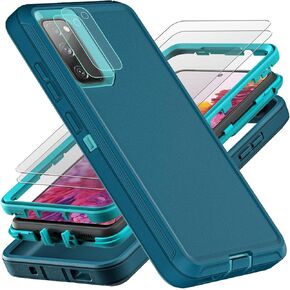 for Samsung Galaxy S20 FE 5G Case, [NOT FIT Galaxy S20] with 2Pcs [Nano Explosion-Proof Film & Camera Lens Protector] Military Grade 3 in 1 Heavy Duty Case for Galaxy S20 FE (Black/Grey)